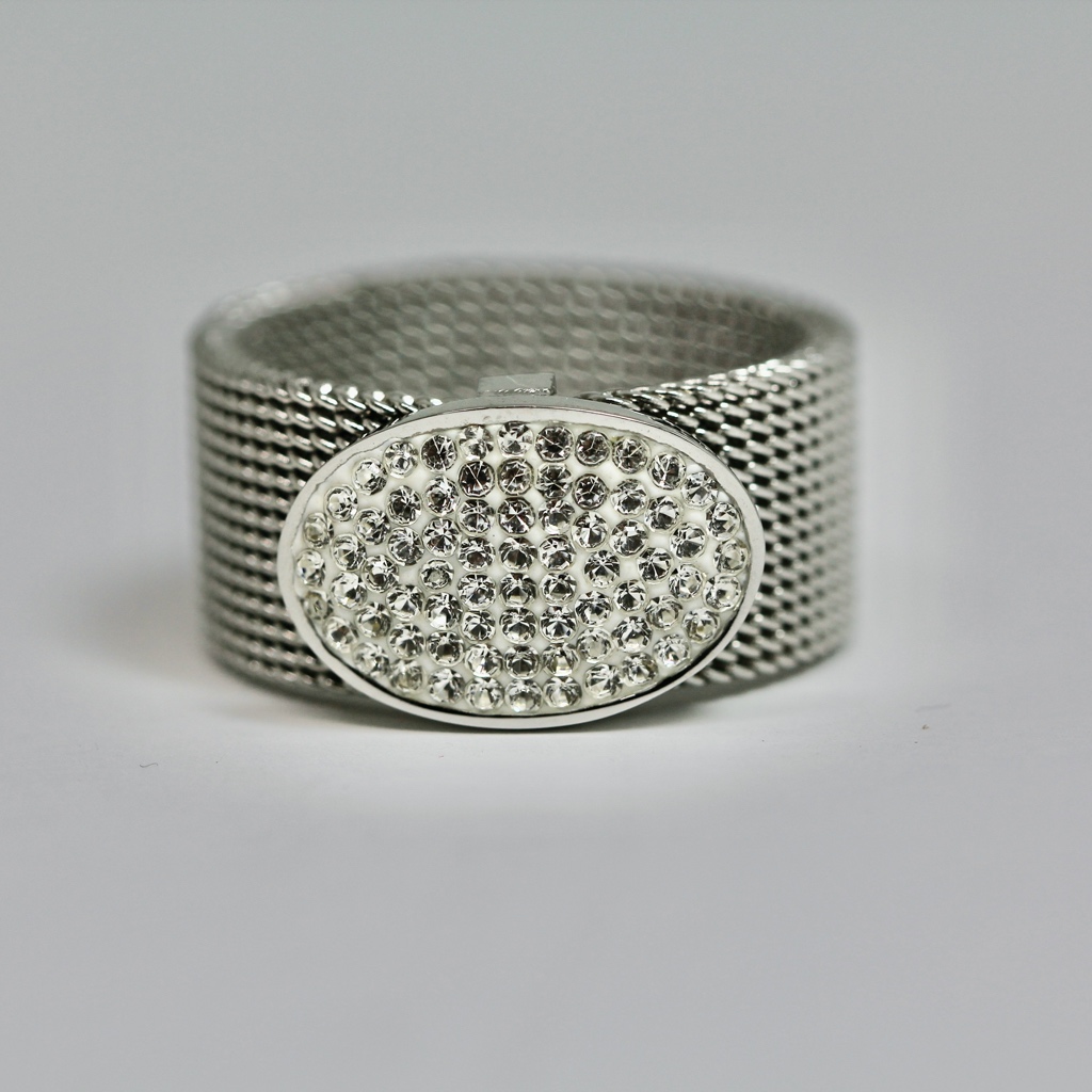 Conemporary Art Ring Stainless Steel White Topaz 175$